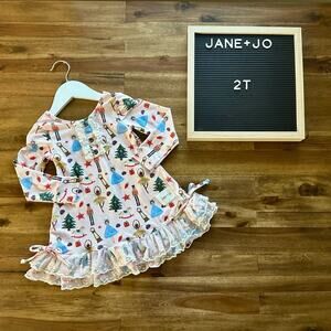 Jane + Jo Lacey Daydream Lacey Night Gown Pajamas Pink Nutcracker Long Sleeve 2T